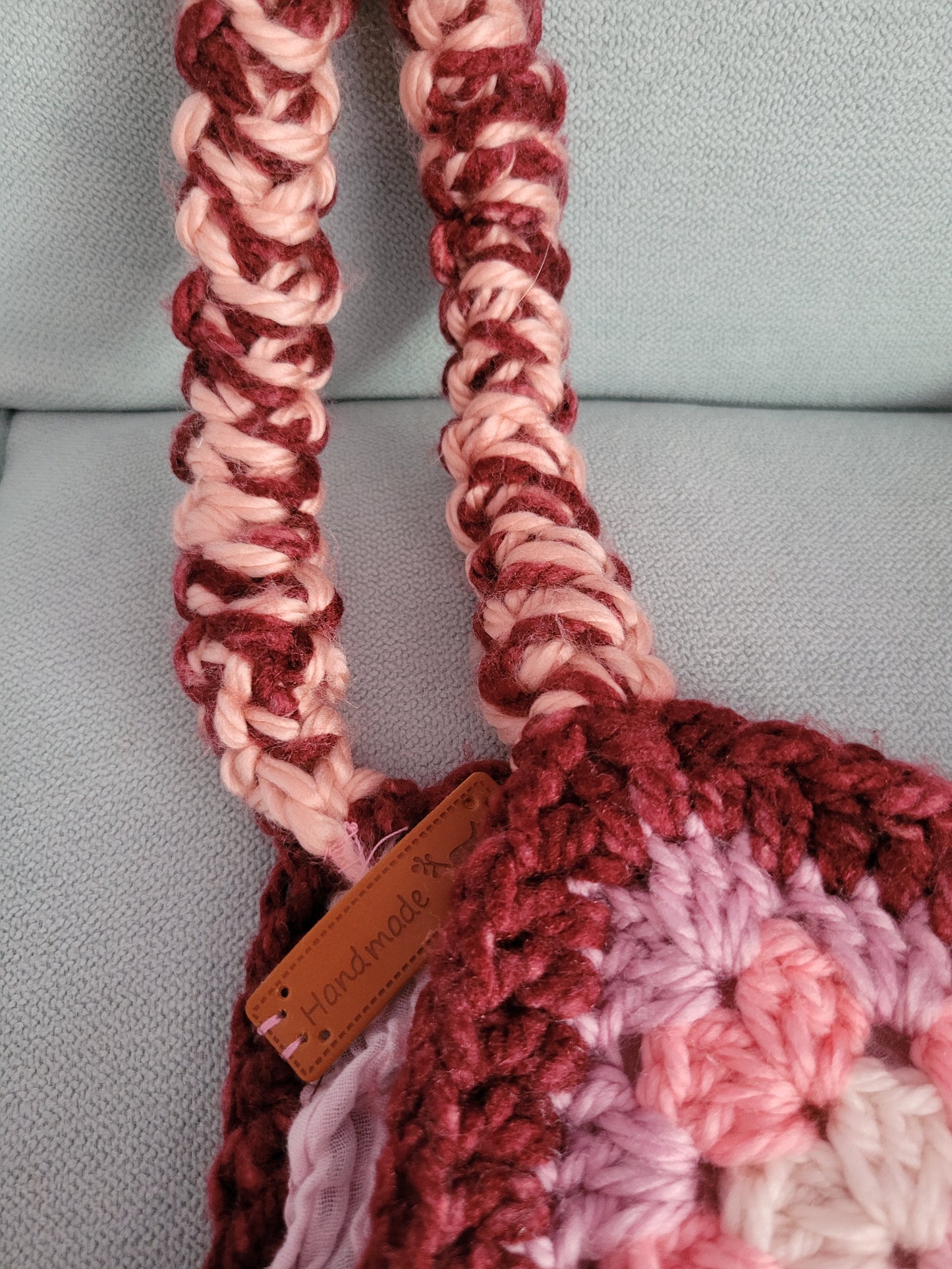 135-Sac besace Granny Violine et rose