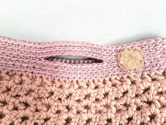 140-Sac cabas beige crochet artisanal