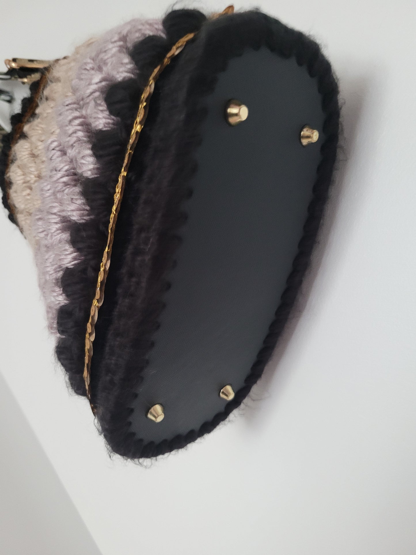 120-Sac Bourse noir/beige à sequins