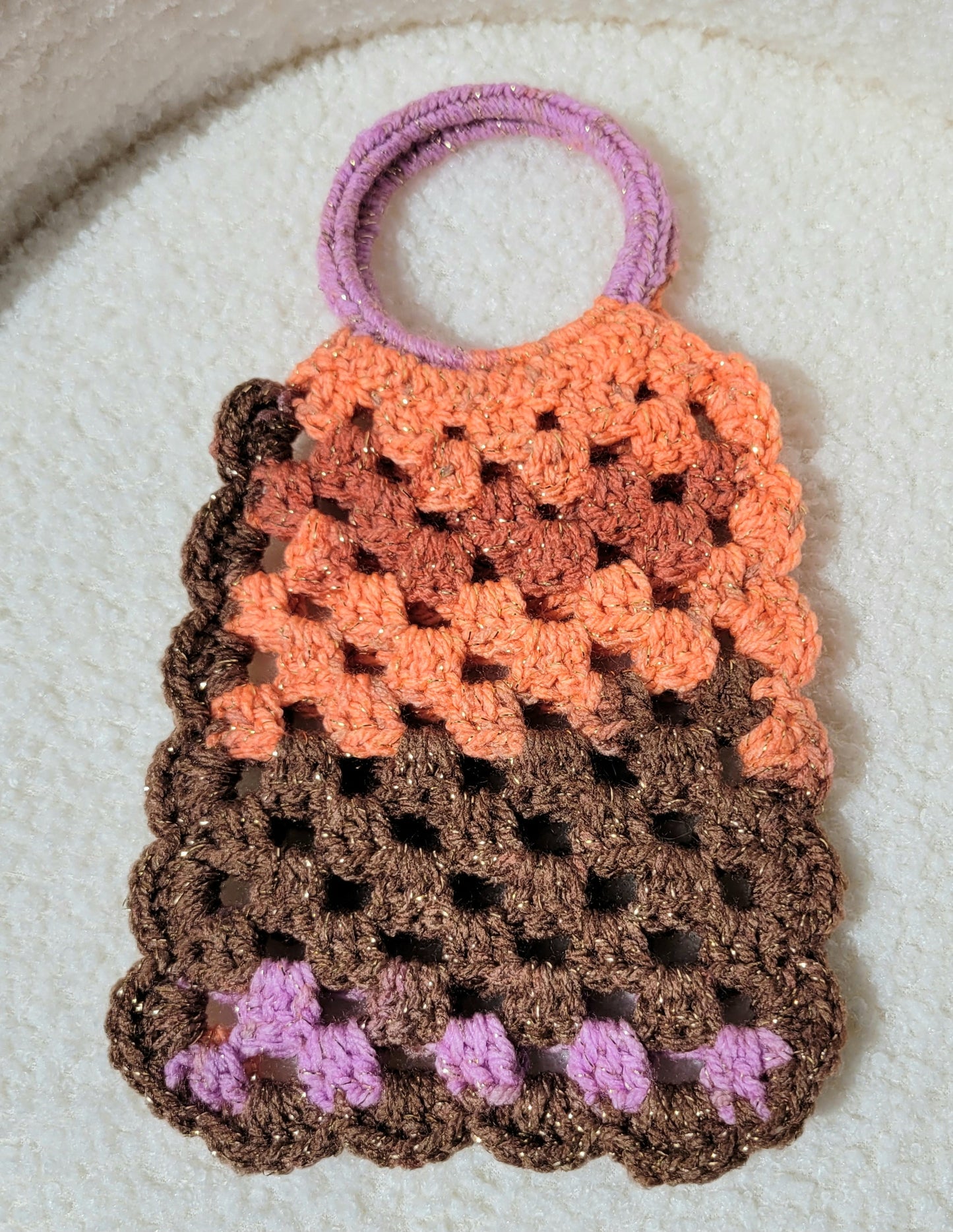 218-Pochette mini "bracelet" marron et orange