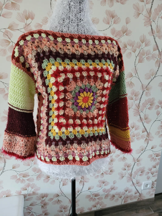 105-Pull Granny "Bordeaux"