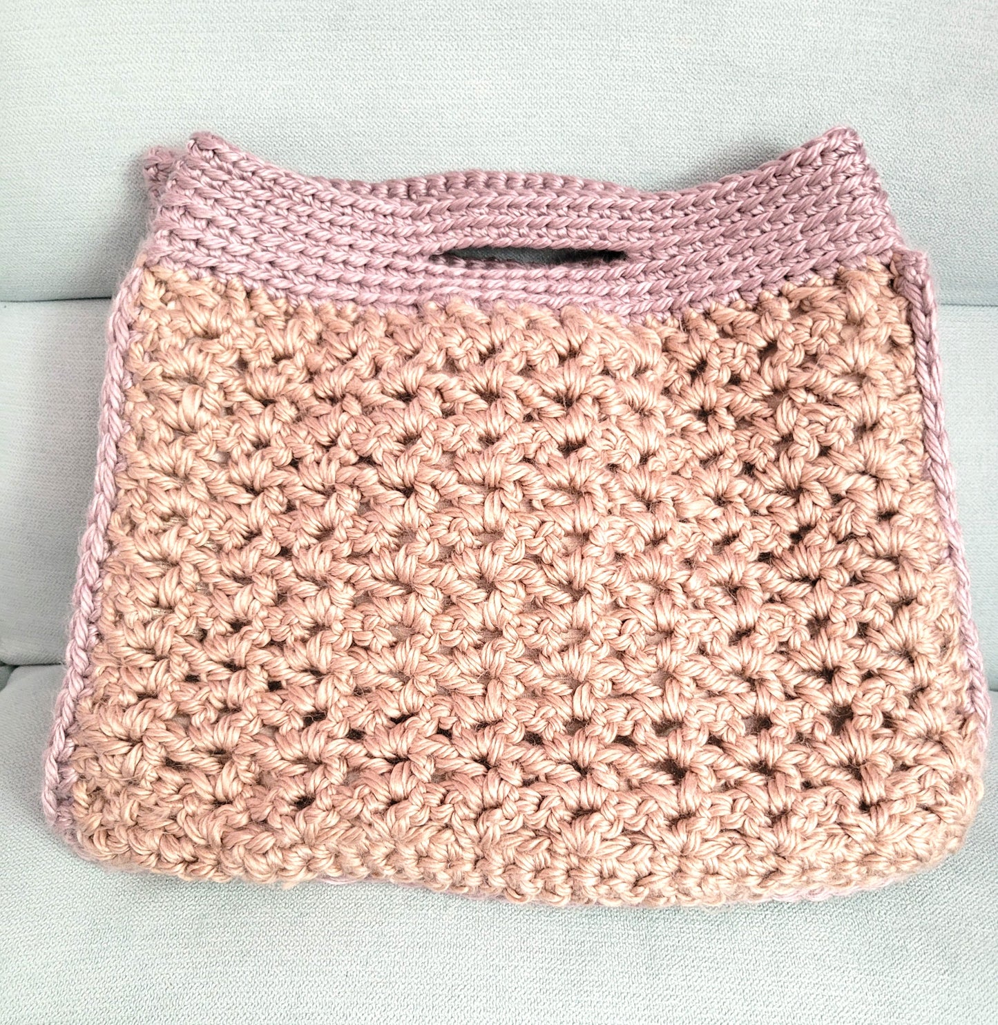 140-Sac cabas beige crochet artisanal